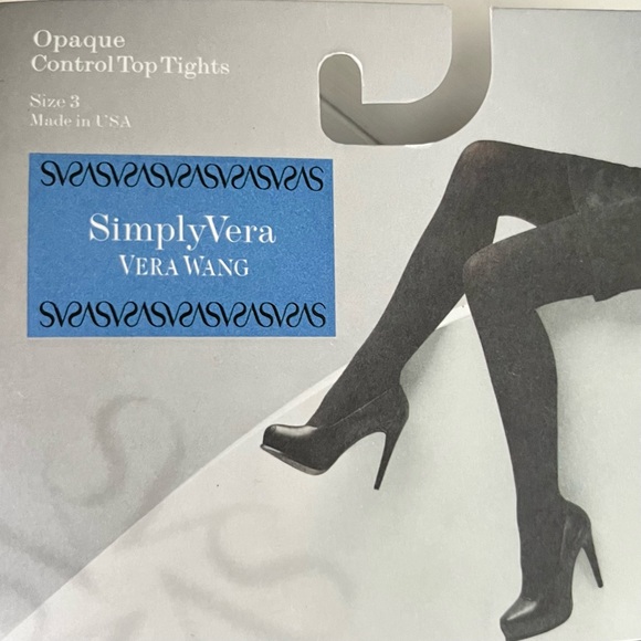 Simply Vera Wang Opaque Grey Heather Control Top Tights Size 3 - Picture 4 of 7
